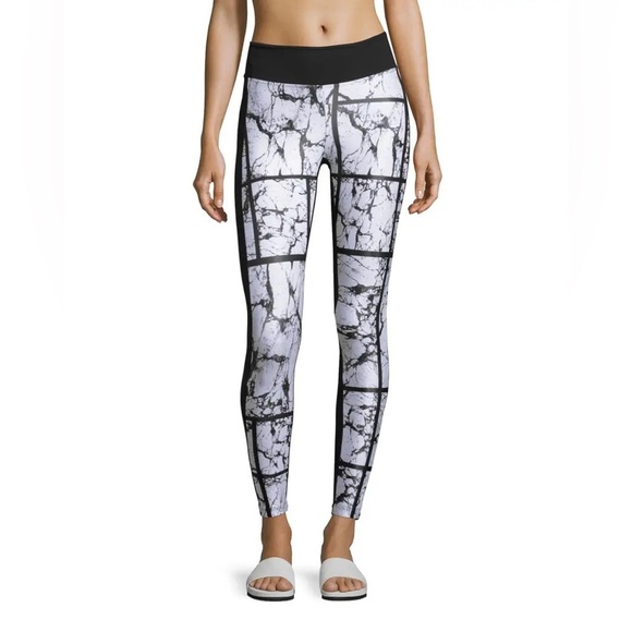 Koral Emulate Performance Leggings black white mid rise L Large abstract print - Picture 1 of 9